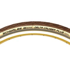 Pneu Schwalbe Delta Cruiser Plus 26x1.75 Rigide HS431 Reflex Marron Crème - ETRTO 47-559