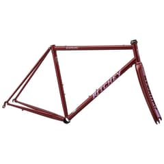 Cadre Ritchey Road Logic en Acier avec Fourche en Carbone Rouge Rose Sally's Macarons