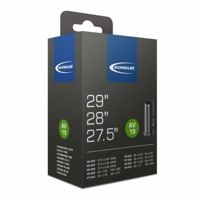 Chambre à Air Schwalbe AV19 27.5x2.00/2.40 28x1.50/2.25 29x2.00/2.40 650B VTT Schrader - ETRTO 40/62-584/635