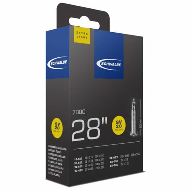 Chambre à Air Schwalbe SV20 ExtraLight ExtraLong  28" 700x18/25 Presta 50mm - ETRTO 18/25-622/630