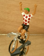 Figurine Cycliste CBG Mignot Maillot à Pois avec Bras Levés