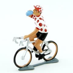 Figurine Cycliste CBG Mignot Maillot à Pois Buvant au Bidon