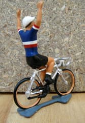 Figurine Cycliste CBG Mignot Maillot Français avec Bras Levés