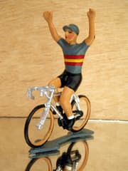 Figurine Cycliste CBG Mignot Maillot Espagnol avec Bras Levés