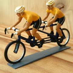 Figurine Cycliste CBG Mignot Tandem Bleu et Maillot Jaunes