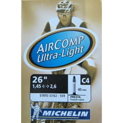 Chambre à Air Michelin Aircomp Ultra Light C4 26x1.45/2.60 Presta 40mm - ETRTO 37/62-559